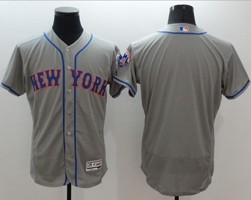 Mets Blank Grey Flexbase Authentic Collection Stitched MLB Jersey - Click Image to Close